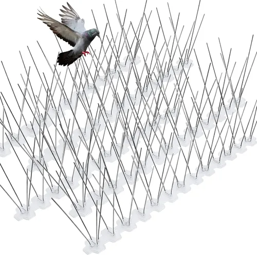 Pájaros de acero inoxidable de cobertura de 100 pies para palomas, pájaros pequeños, uso al aire libre, tiras disuasorias de pájaros, dispositivos