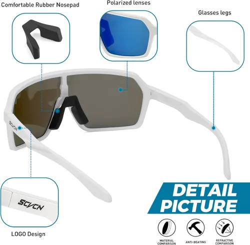 Miniatura 5 de SCVCN Gafas de ciclismo polarizadas deportivas MTB BMX, hombres y mujeres, correr, conducir, pesca, golf 06