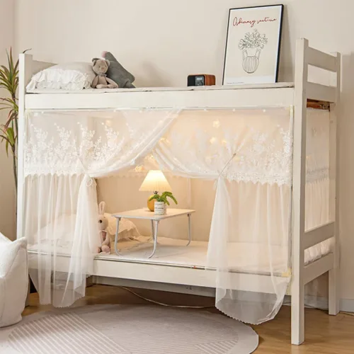 Miniatura 24 de 4 postes esquineros para dormitorio de estudiantes, litera, mosquitera, cortinas de cama para dormitorio, escuela, universidad, decoración de Rosa