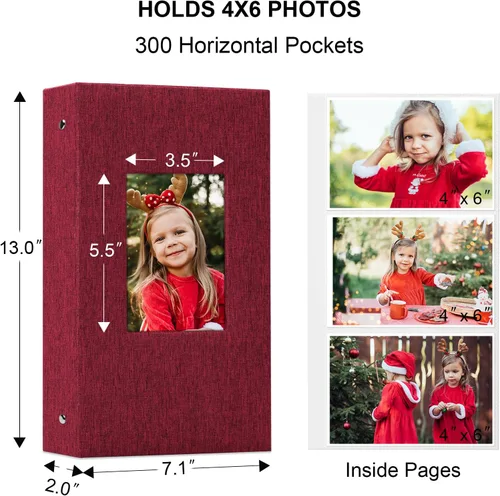 Miniatura 85 de Vienrose - Álbum de fotos de lino con 300 bolsillos de 4 x 6 pulgadas, cubierta de tela, para bodas, familias, aniversarios y bebés Morado