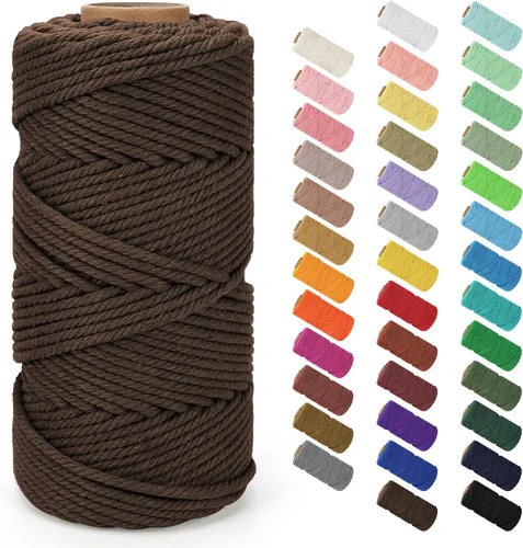 Miniatura 141 de Cordón de macramé de 0.079 in x 380 yardas (1140 pies), cuerda de algodón natural para colgar en la pared, ganchos de plantas, manualidades, Beige