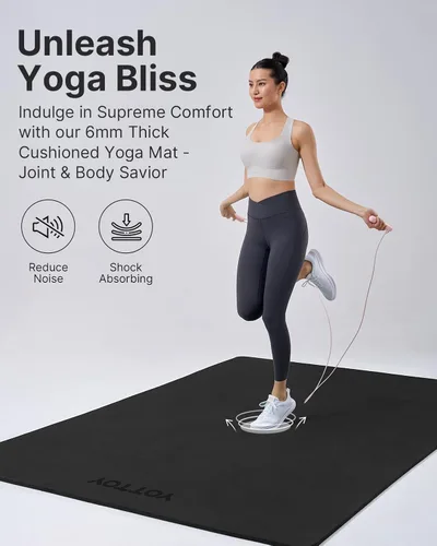 Miniatura 7 de YOTTOY Tapete de yoga grande (75 x 52 x 1/2 pulgadas), tapete de ejercicio TPE extra ancho, tapete de entrenamiento antideslizante para pilates