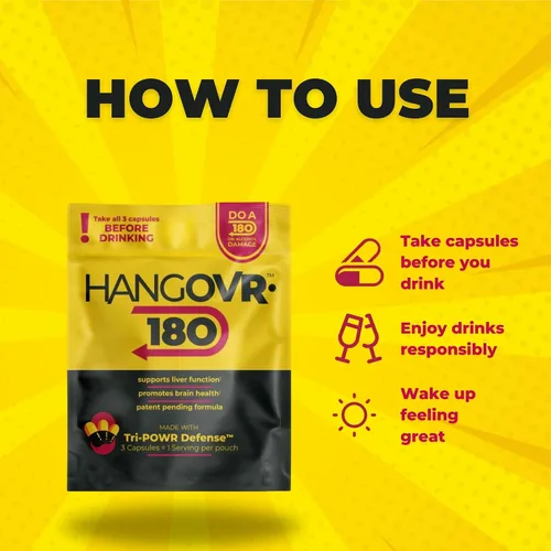 Miniatura 4 de Hangovr 180 Tri-Power Before Drink Defense - Paquete de 4 – Apoya la salud del hígado y el cerebro, siéntete más fresco y mejor energía – Tomar