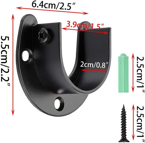 Miniatura 2 de OwnMy Paquete de 4 soportes para barra de armario de 1-1/2 pulgadas de diámetro, acero inoxidable en forma de U, soporte de barra de barra de brida