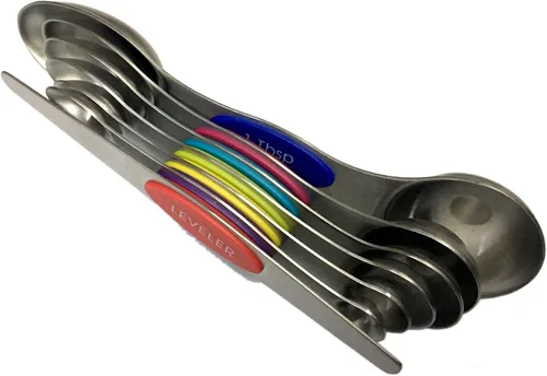 Miniatura 3 de Juego de cucharas medidoras, de doble cara (7 unidades), cucharas medidoras magnéticas de acero inoxidable fáciles de leer, se mantienen juntos