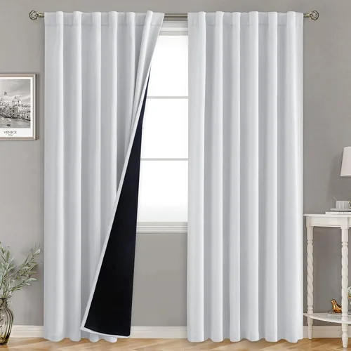 Miniatura 76 de BGment Cortinas 100% opacas beige de 63 pulgadas de largo con forro aislante térmico, bolsillo para varilla y lengüeta trasera de doble capa