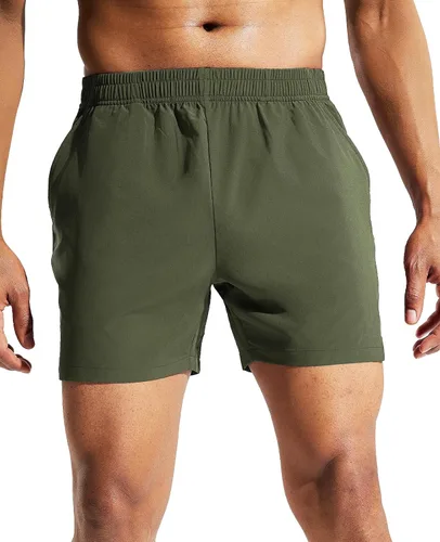 Miniatura 2 de MIER Pantalones cortos deportivos para correr de 5 pulgadas para hombre con bolsillos, de secado rápido, ligeros, pantalones cortos de entrenamiento