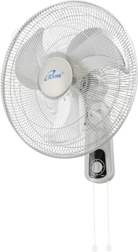 iLiving Ventilador oscilante de montaje en pared con inclinación ajustable, 18 pulgadas, 3 velocidades, rejilla y hoja de metal, oscilación de 90