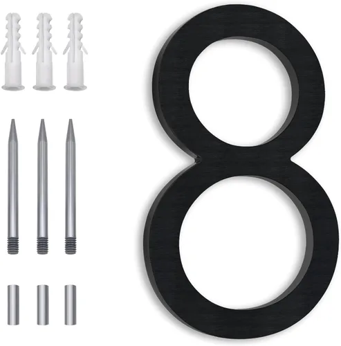 Miniatura 18 de Números Reflectantes de 8 Pulgadas para Dirección en Casa, Números de Casa Modernos de Metal Negro para Dirección en la Calle, Números de Casa