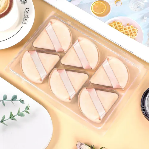 Miniatura 6 de 6 Piezas Borla de Polvo Triangular Esponja de Maquillaje Suave Borla de Maquillaje para Polvo Facial Base Cosmética Esponja Herramienta