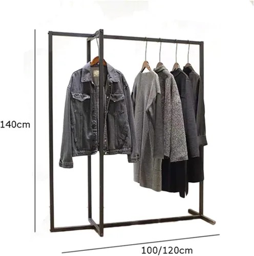 Miniatura 2 de Mlaea Perchero irregular, estante de tubo resistente con 2 rieles para colgar, tendedero de piso a techo para abrigos, pantalones, para tienda