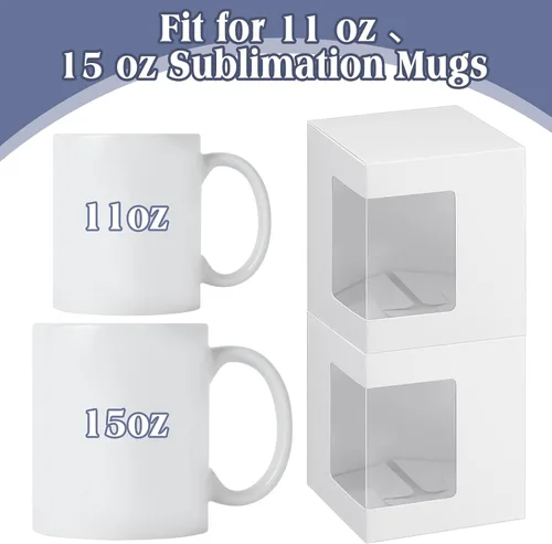 Miniatura 3 de Harloon 24 piezas de cajas para tazas de regalo, caja para café para tazas en blanco de sublimación, embalaje para tazas de 11 onzas, 12 onzas, 15
