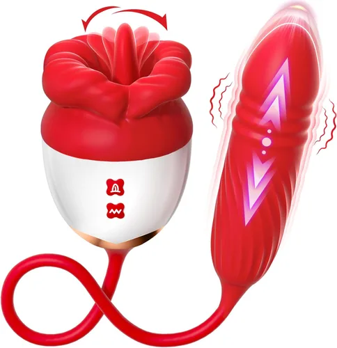 Miniatura 13 de Consolador vibrador juguetes sexuales para mujeres, juguete sexual MOOLIGIRL Rose con vibradores de punto G de empuje y 10 modos de succión