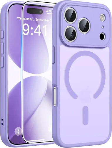 Miniatura 436 de FNTCASE Funda para iPhone 17 Pro: Fundas delgadas translúcidas de color azul claro compatibles con MagSafe, protección completa de la cámara