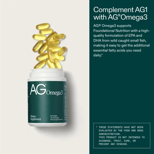 Miniatura 6 de AG1 Cápsulas blandas de aceite de pescado Omega 3 – 2000 mg de EPA y DHA de pescado capturado en la naturaleza, apoya la salud del corazón
