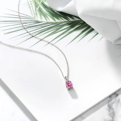 Miniatura 78 de Gem Stone King Collar de plata de ley 925 con piedra natal ovalada de 0.354 x 0.276 in Collar con colgante solitario para mujer Con cadena
