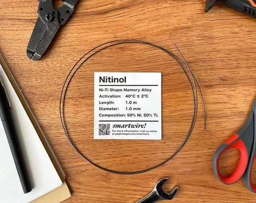 Miniatura 3 de Alambre de memoria con forma de nitinol (3.3 ft x 0.039 in, activación 40C/104F) Profesor Tony's Smart Ass Wire Company