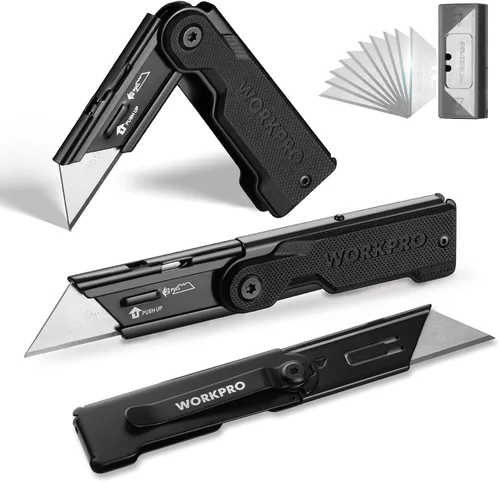 Miniatura 10 de WORKPRO Juego de cuchillos de bolsillo plegables de cambio rápido de 3 piezas con clip para cinturón