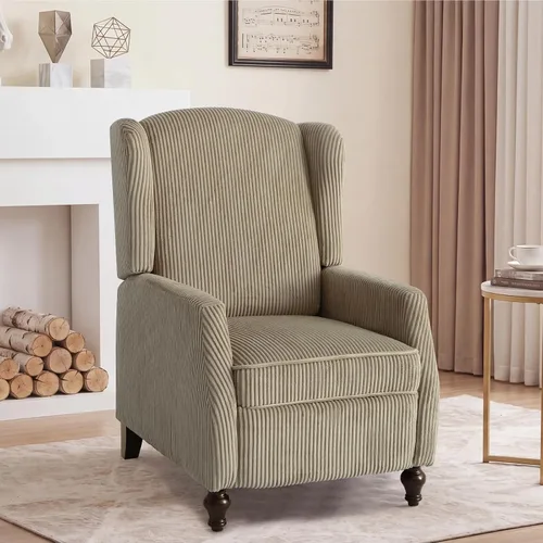 Miniatura 17 de Silla reclinable PALLOME con respaldo alto, asiento con masaje y calor, tapizado de tela, con respaldo acolchado, silla reclinable para sala de Beige