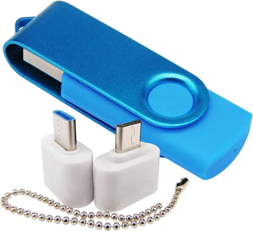 Memoria USB de 4 GB, unidades de memoria con 1 OTG (Micro USB) y 1 adaptador tipo C (USB-C) para teléfono móvil (azul)