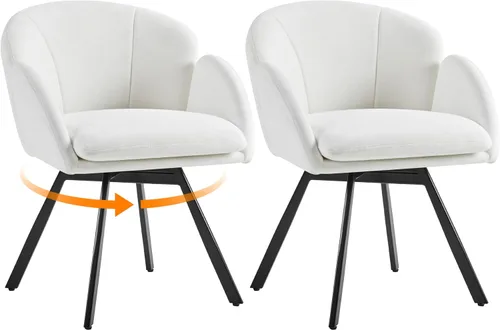 Miniatura 12 de Yaheetech Silla Giratoria de Acento, Sillón de Chenilla con Flores, Silla de Tocador Silla Auxiliar con Base Giratoria de 360 Grados y Cojín