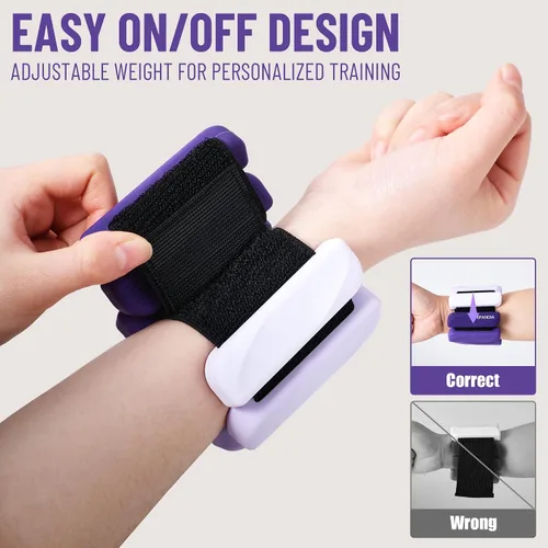 Miniatura 5 de Pesas de muñeca y tobillo para mujeres y hombres, pares de 2 libras/4 libras, brazaletes ajustables de silicona con peso para entrenamientos