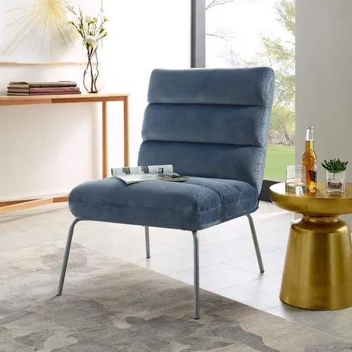 Miniatura 2 de Classic Brands Eternity - Silla decorativa tapizada sin brazos, azul, moderna de mediados de siglo, ergonómica
