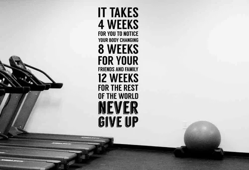 Never Give Up - Adhesivo de pared con cita inspiradora para acondicionamiento físico, vinilo motivacional para deportes, estilo de vida saludable,