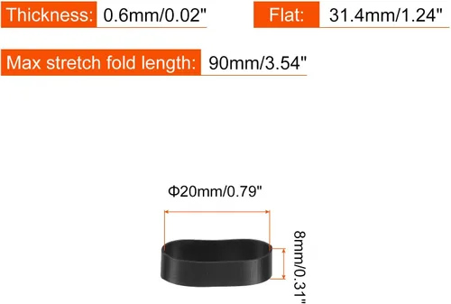 Miniatura 2 de PATIKIL Bandas de goma de silicona, 50 bridas antideslizantes de 1 1/4 pulgadas planas de 5/16 pulgadas de ancho, color negro para envolver cables