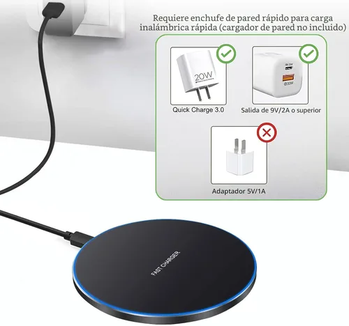 Miniatura 5 de Cargador inalámbrico rápido, almohadilla de carga inalámbrica de 20 W máx. compatible con iPhone 17/17 Pro/16/15/14/13/12/SE/XS Max/XR, AirPods