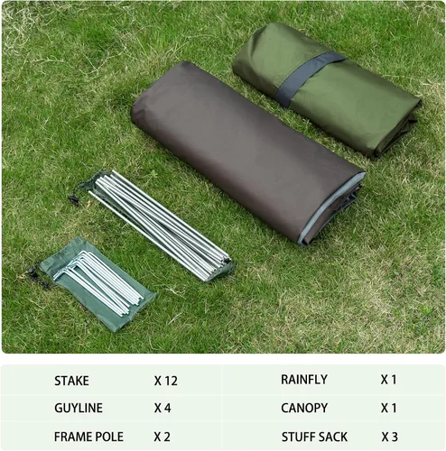 Miniatura 7 de Bessport Tienda de campaña para 1/2 persona, impermeable, dos puertas, tienda de mochilero, fácil instalación, ligera, para exteriores, senderismo
