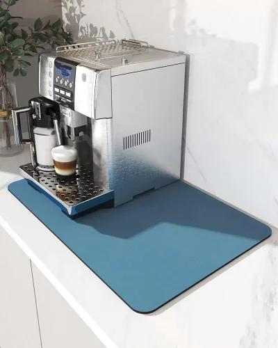 Miniatura 20 de AMOAMI Tapete de café absorbente con parte trasera de goma para secar platos para encimera de cocina, accesorios de bar para debajo de la cafetera