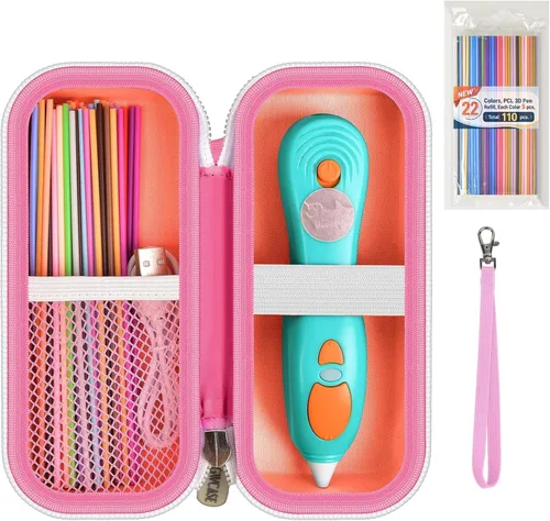 Miniatura 4 de GWCASE Funda compatible con 3Doodler Start+ Essentials Juego de bolígrafos 3D para niños, organizador de almacenamiento de bolígrafos 3D, soporte