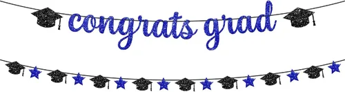 KatchOn, Banner de felicitaciones graduadas con purpurina – 10 pies, pre-encordado | Grad Garland Class of 2026 | Pancartas de felicitaciones
