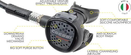 Miniatura 5 de Cressi Paquete de equipo esencial de buceo completo con R1 BCD - Ordenador de buceo Donatello C2 - Juego de regulador compacto AC2 totalmente