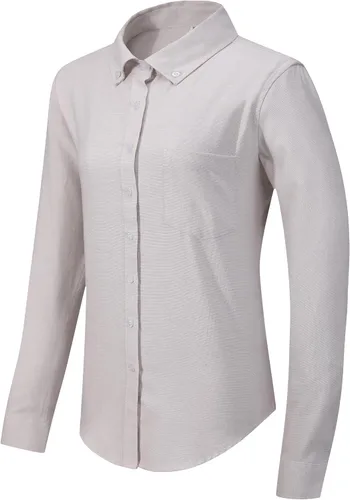 Miniatura 3 de Camisa con botones para mujer de manga larga Oxford camisa de algodón de corte clásico, blusa de trabajo resistente a las arrugas