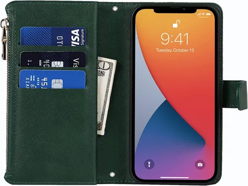 Miniatura 6 de Funda para iPhone 12 Pro Max para mujer con tarjetero, para iPhone 12 Pro Max, funda cruzada con correa para el hombro, bolsillo con cremallera
