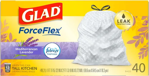 Miniatura 14 de Glad ForceFlex - Bolsas de basura altas con cordón, bolsas de basura blancas de 13 galones para basura de cocina alta, lavanda mediterránea