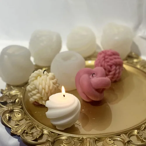 Miniatura 4 de Moldes de vela de hilo de silicona 3D para hacer velas, bricolaje, suéter, tipo piedra, molde de silicona, para hornear, hacer resina de cera