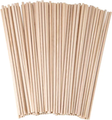 Varillas de madera de 1/8 x 12 pulgadas sin terminar de madera natural para manualidades, palos de bambú para ramo de flores, 200 piezas