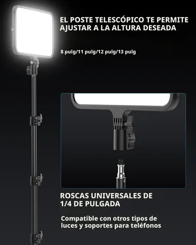 Miniatura 6 de UBeesize Kit de luz de video LED, iluminación de fotografía, luces de estudio de 13 pulgadas con soporte de trípode de 65 pulgadas y soportes
