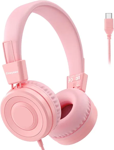 Miniatura 11 de Cowyawn Auriculares USB tipo C para niños, para la escuela, auriculares con cable para niños pequeños, volumen limitado de 94 dB, sonido estéreo HD