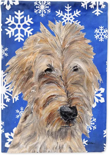 Miniatura 288 de Caroline's Treasures SC9374GF Bulldog English Snow flakes Holiday Garden Flag Buzón Bandera decorativa para patio exterior, patio, obras de arte