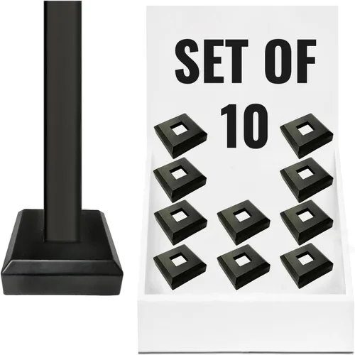 Miniatura 21 de Base plana para balaustrés delgada - para balaustres cuadrados de hierro de 1/2 pulgada - Juego de 10 (Negro satinado) - DH-SS2
