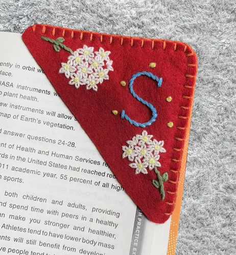Miniatura 9 de Marcapáginas de esquina bordadas a mano personalizadas, Marcadores para mujeres, Marcador personalizado para los amantes de los libros, lindo Verde