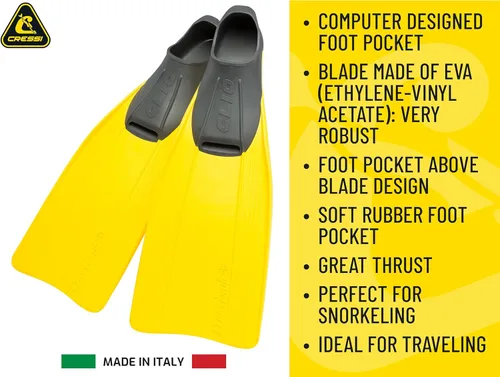 Miniatura 12 de Cressi Aletas de pie completo para esnórquel, buceo y natación - Ligeras, cómodas y fáciles de usar - Clio - Fabricadas en Italia Negro