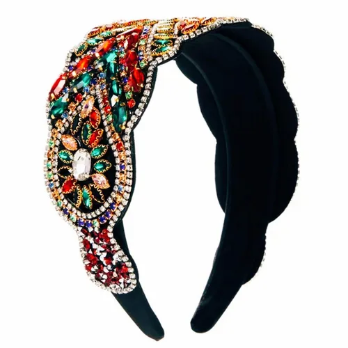 Miniatura 15 de Diadema de moda para mujer, diadema decorativa de diamantes de imitación anchos para mujer, accesorios para el cabello para mujeres y niñas