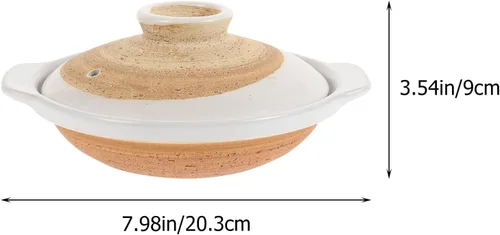 Miniatura 2 de Olla de arcilla japonesa Donabe de 8 pulgadas de cerámica esmaltada para cocinar arroz Donabe multiusos para cocina casera