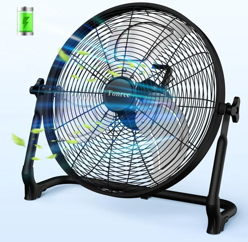 Miniatura 9 de Ventilador de suelo portátil de 10 pulgadas, funciona con pilas, ventilador recargable inalámbrico, ventilador inalámbrico de alta velocidad, carga