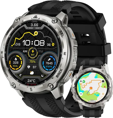 Miniatura 10 de KOSPET Tank T4 Reloj inteligente para hombre, todo de acero inoxidable, GPS de 6 satélites y mapas sin conexión, impermeable 100M 45m de buceo